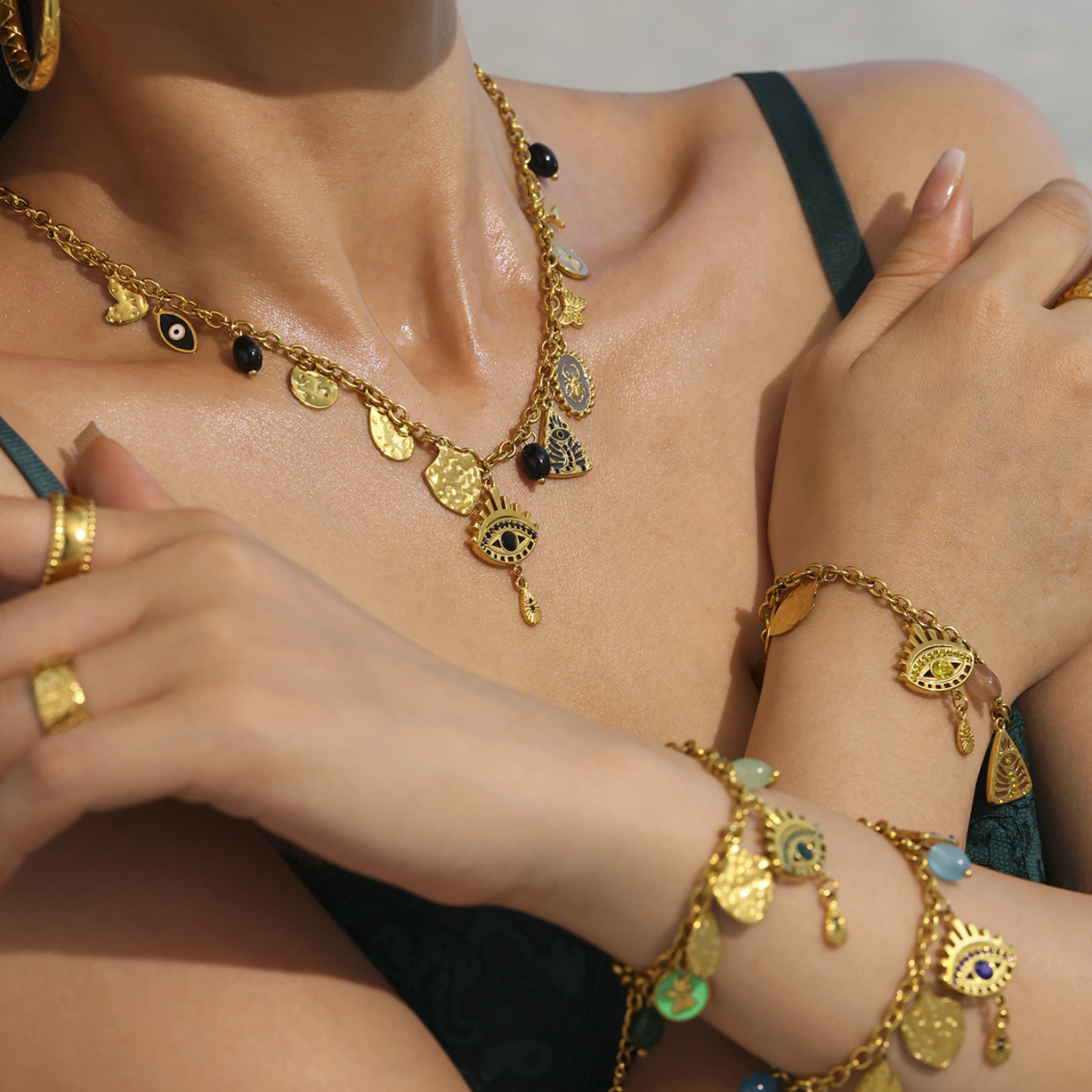 Conjunto Multi Charms Ojo Turco