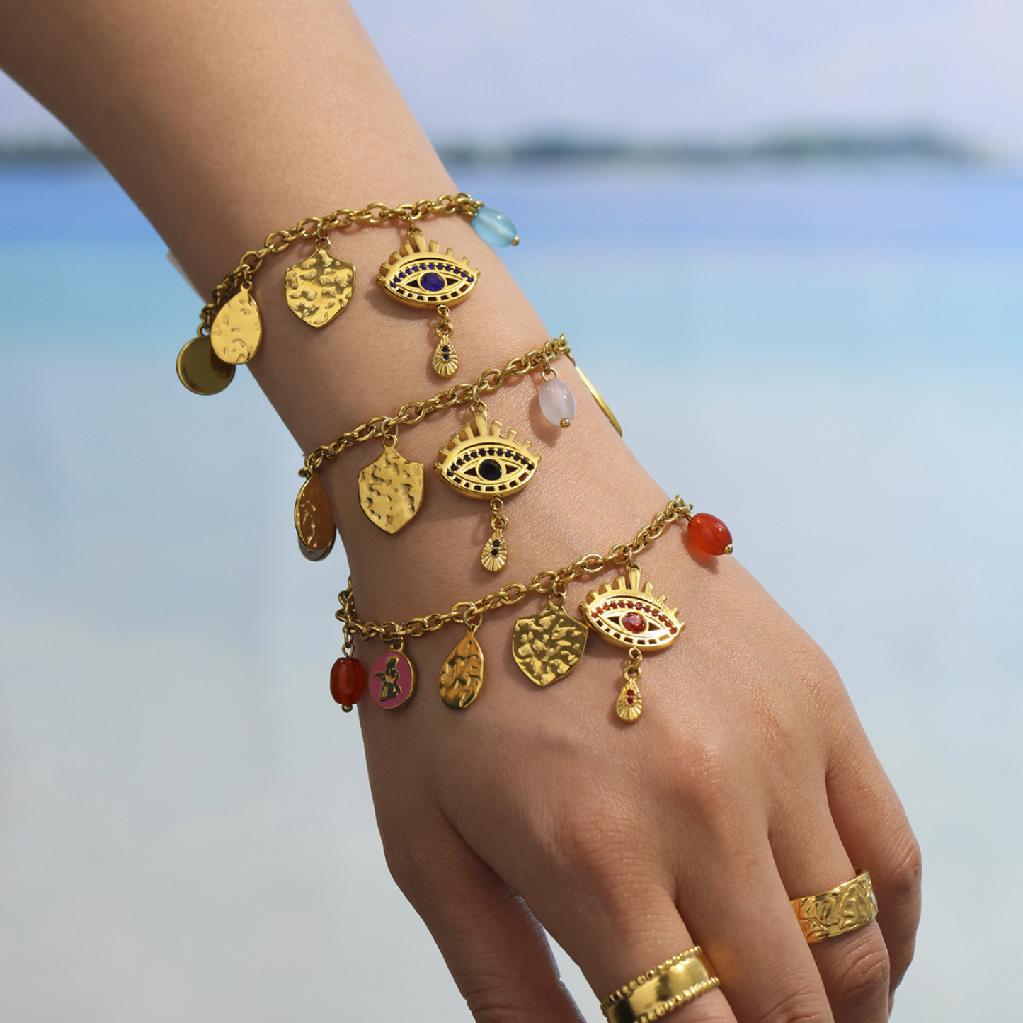Conjunto Multi Charms Ojo Turco