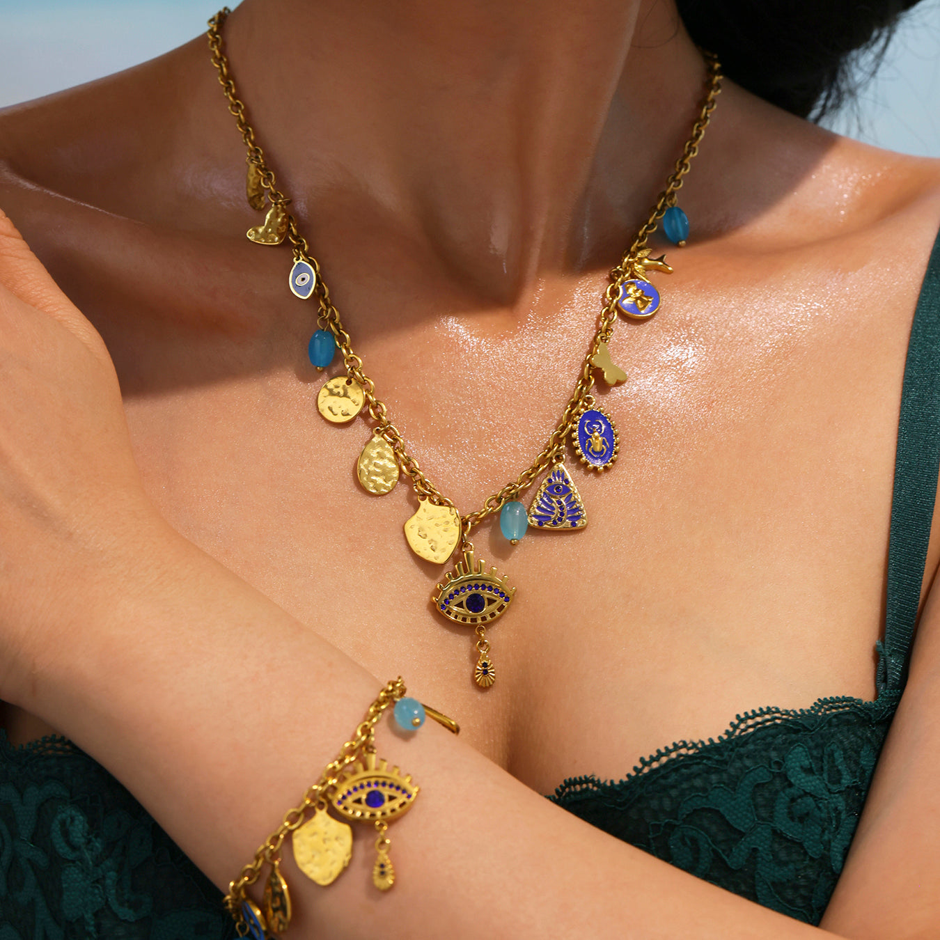 Conjunto Multi Charms Ojo Turco