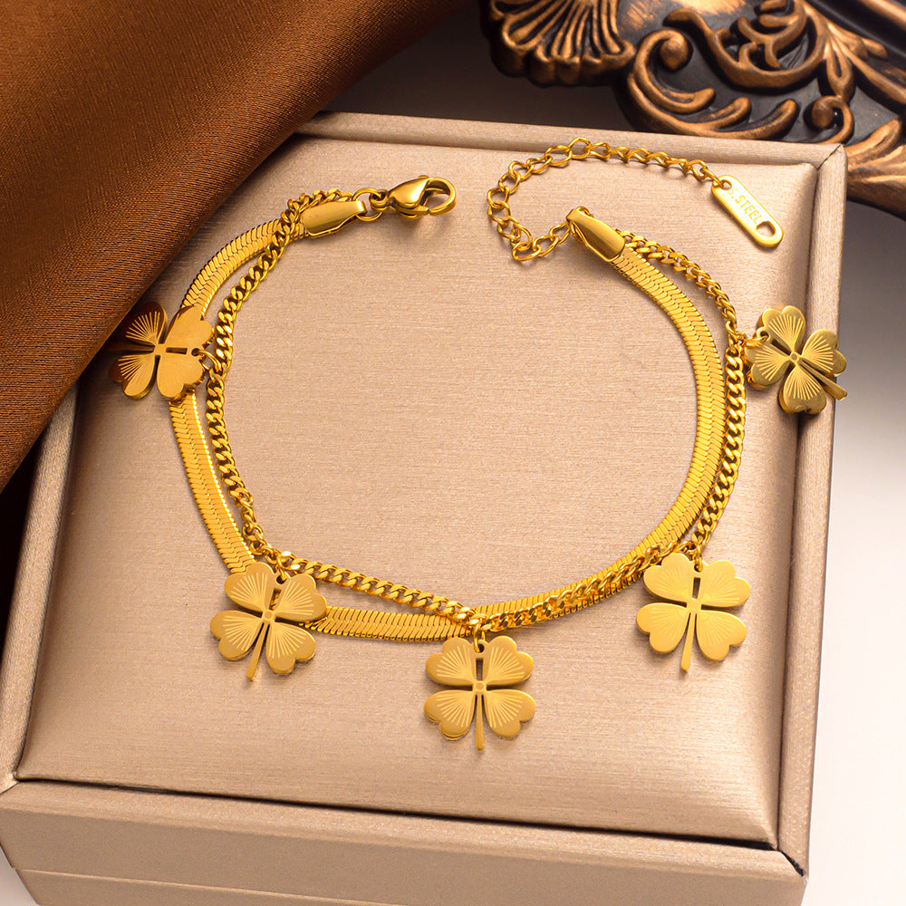 Pulsera Trébol 4 Hojas Oro