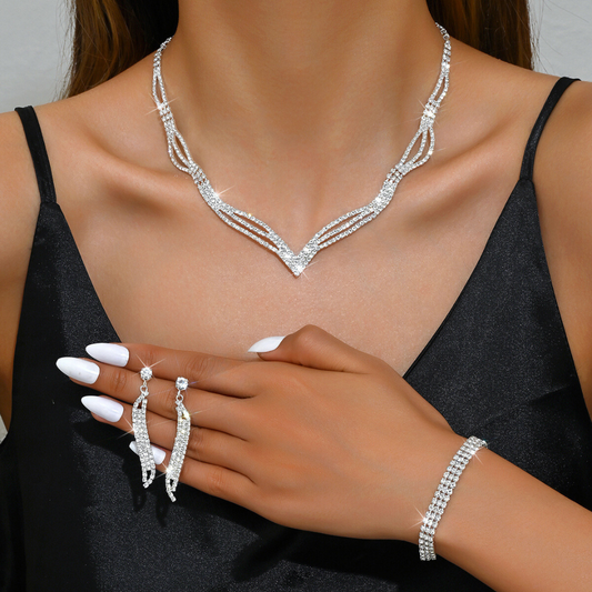 Conjunto Ángel de Plata (Collar + Pulsera + Pendientes)