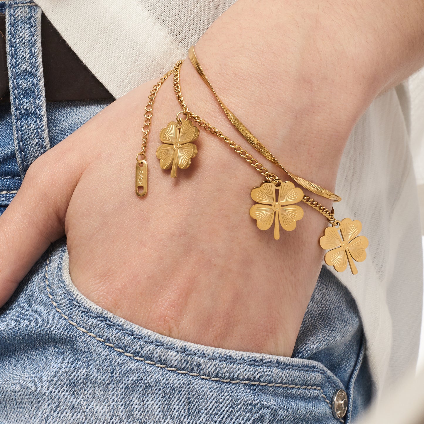 Pulsera Trébol 4 Hojas Oro