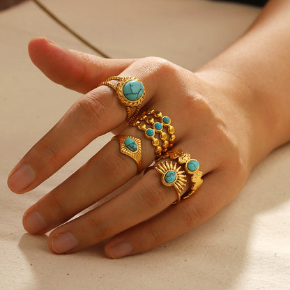 PACK 5 Anillos Turquesa Ajustables