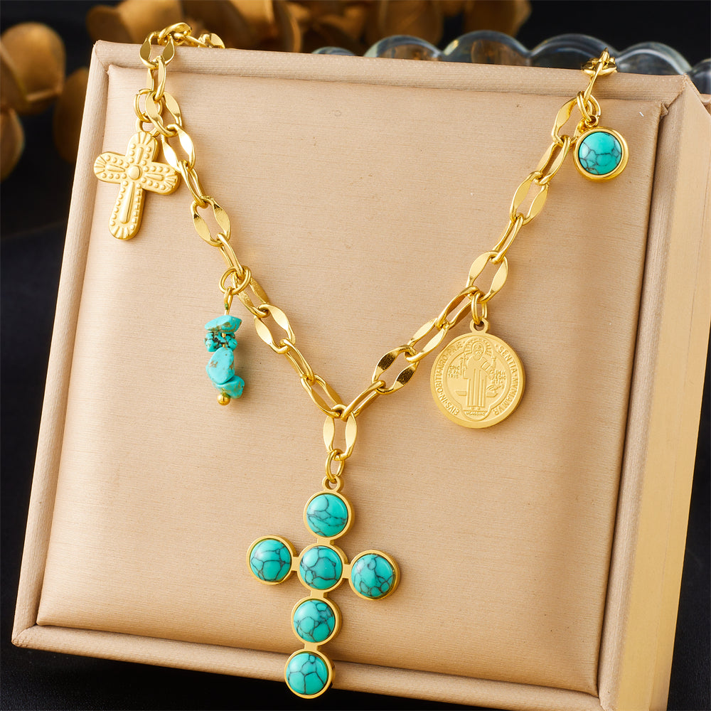 Collar Cruz Turquesa