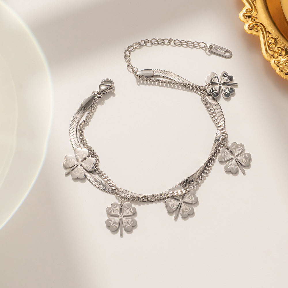 Pulsera Trébol 4 Hojas Plata