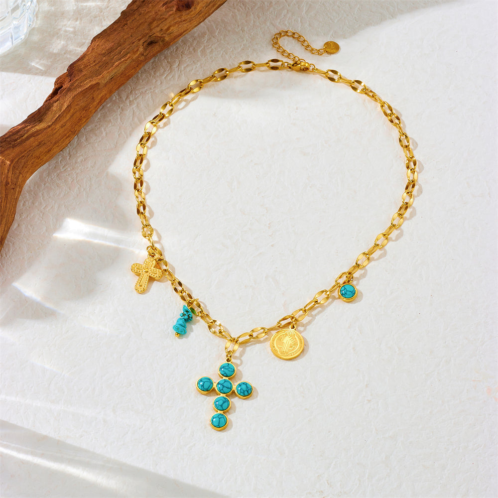 Collar Cruz Turquesa