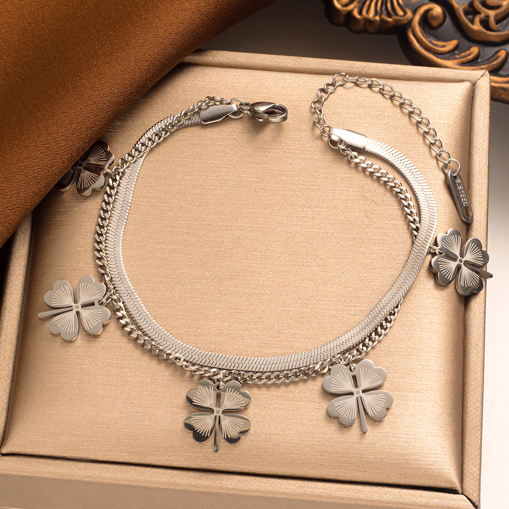 Pulsera Trébol 4 Hojas Plata
